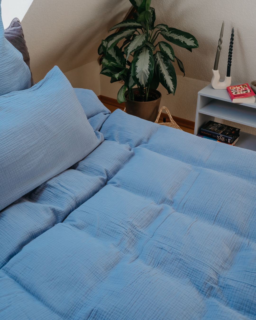 Musselin-Bettwäsche "Eliane" • Dusty Blue