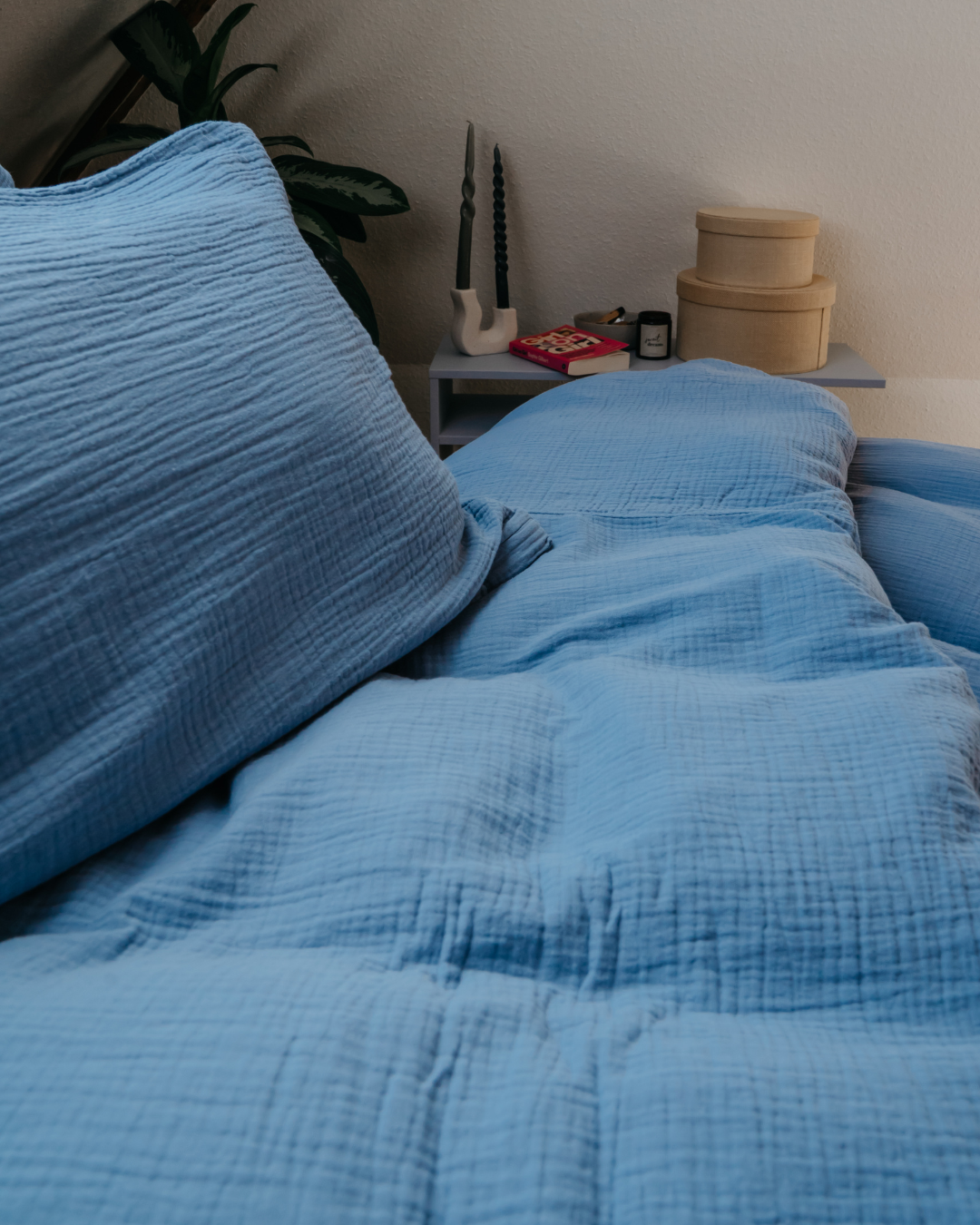 Musselin-Bettwäsche "Eliane" • Dusty Blue