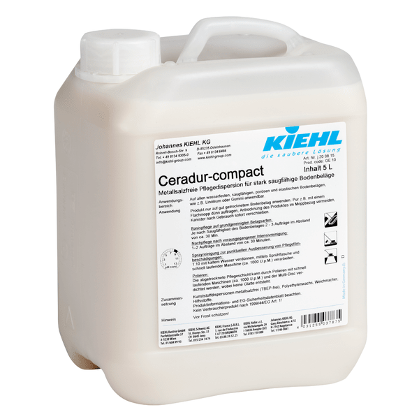 Kiehl Ceradur-compact Metallsalzfreie Pflegedispersion für stark saugfähige Bodenbeläge  | Flasche (5 l)