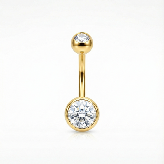 Doppelkristall Zarge Bauchnabelpiercing aus Titan