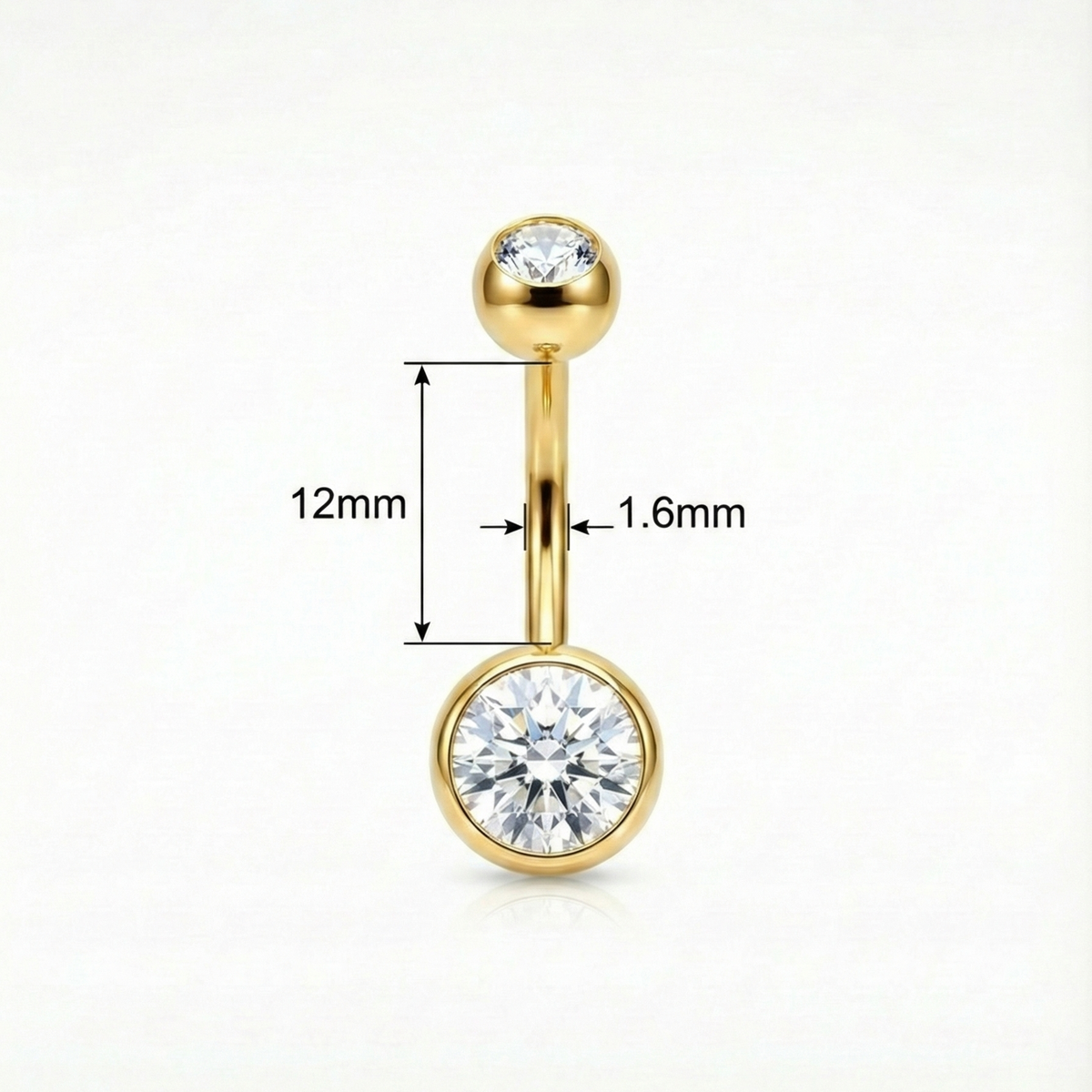 Doppelkristall Zarge Bauchnabelpiercing aus Titan