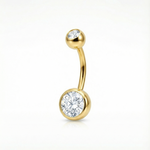 Doppelkristall Zarge Bauchnabelpiercing aus Titan