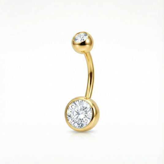 Doppelkristall Zarge Bauchnabelpiercing aus Titan
