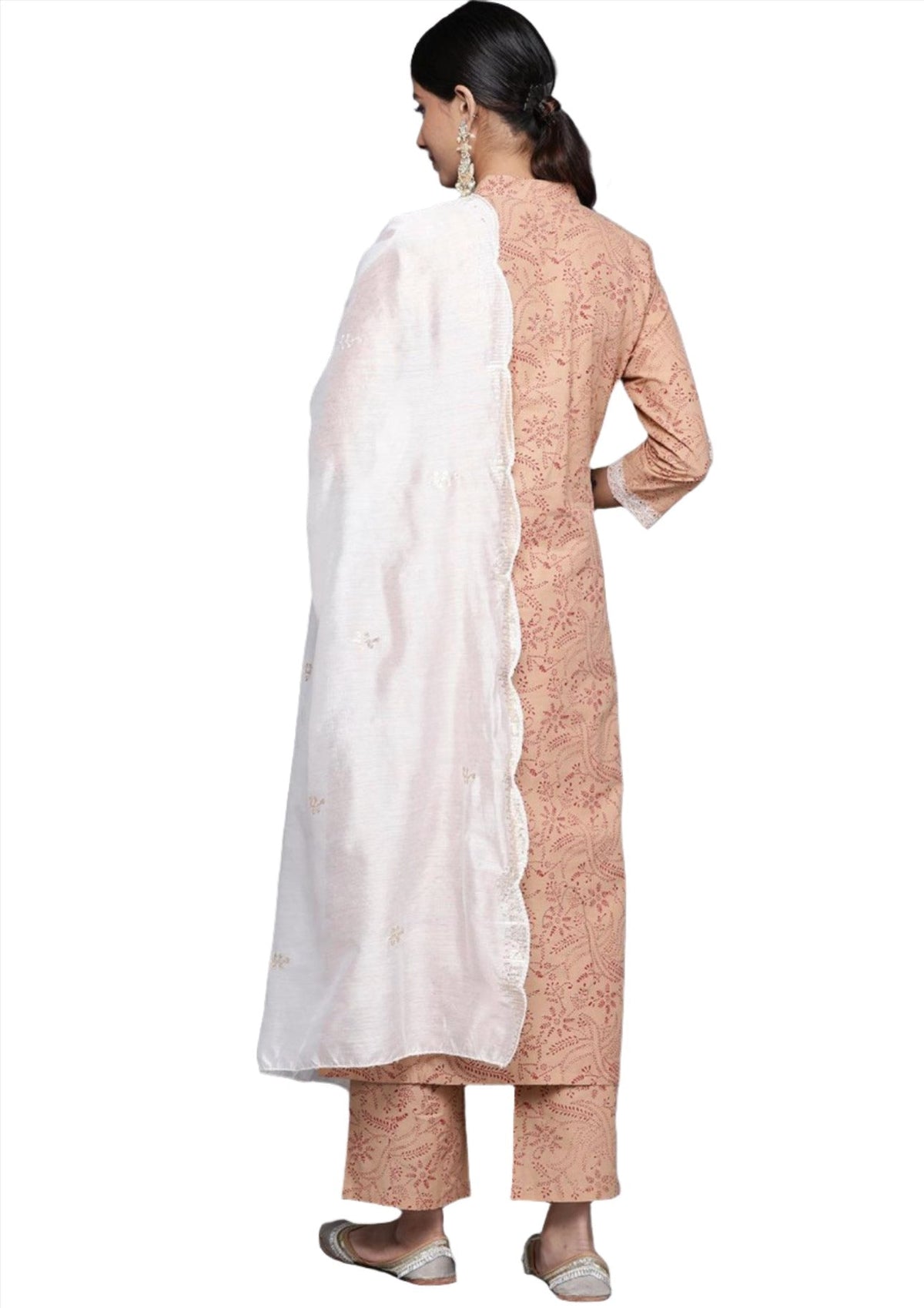Camel Brown Printed cotton Straight kurta set in berlin
