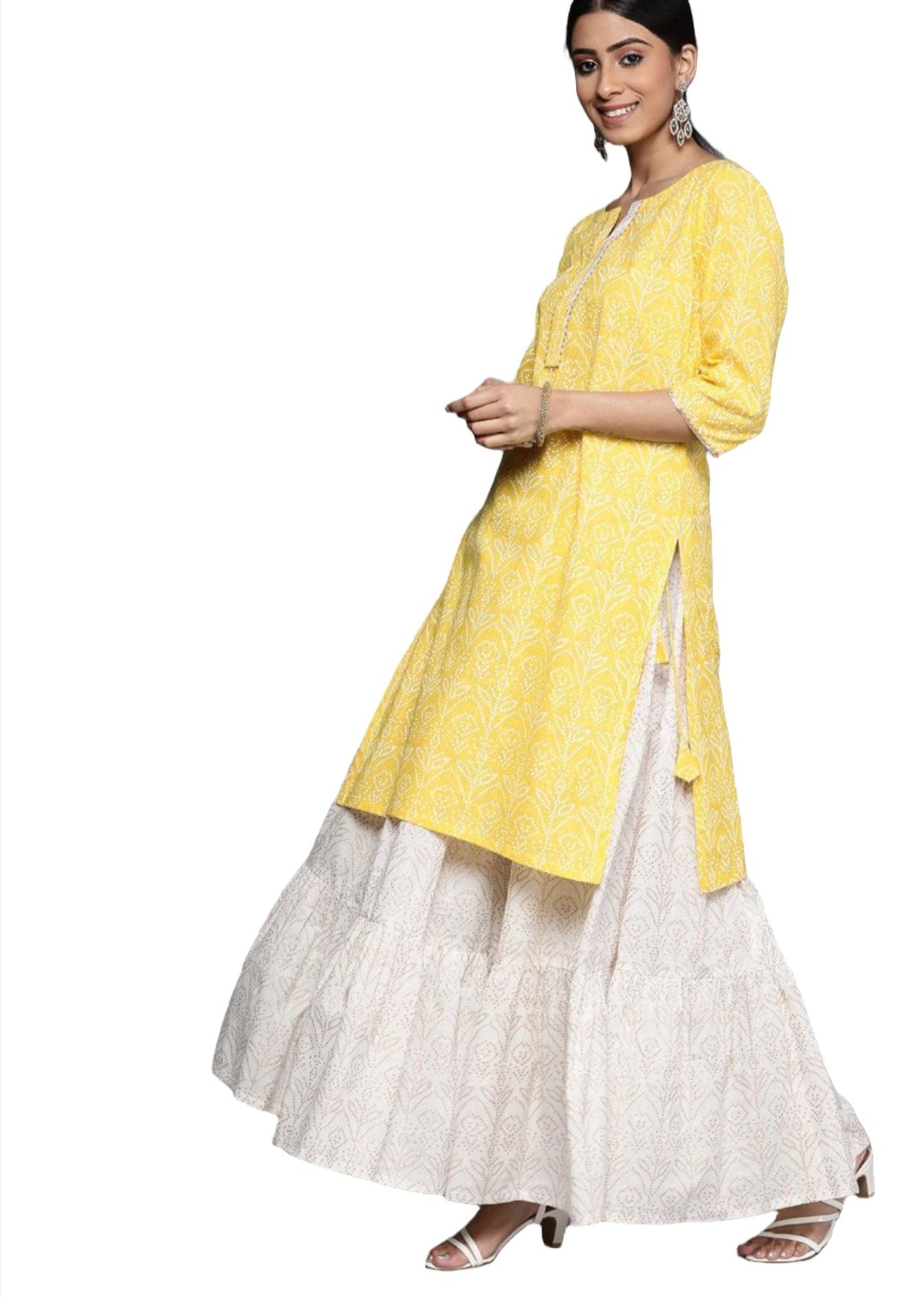 Printed cotton straight kurta with Skirt & dupatta in Hamburg
