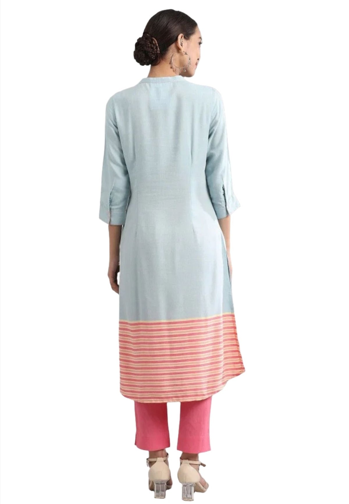 Blue Band Collar Yarn-dyed liva Kurta in Hamburg Namma Markt