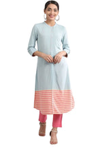 Blue Band Collar Yarn-dyed liva Kurta in Hamburg Namma Markt