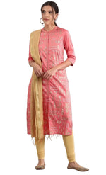 Pink band collar Printed Kurta in Hamburg