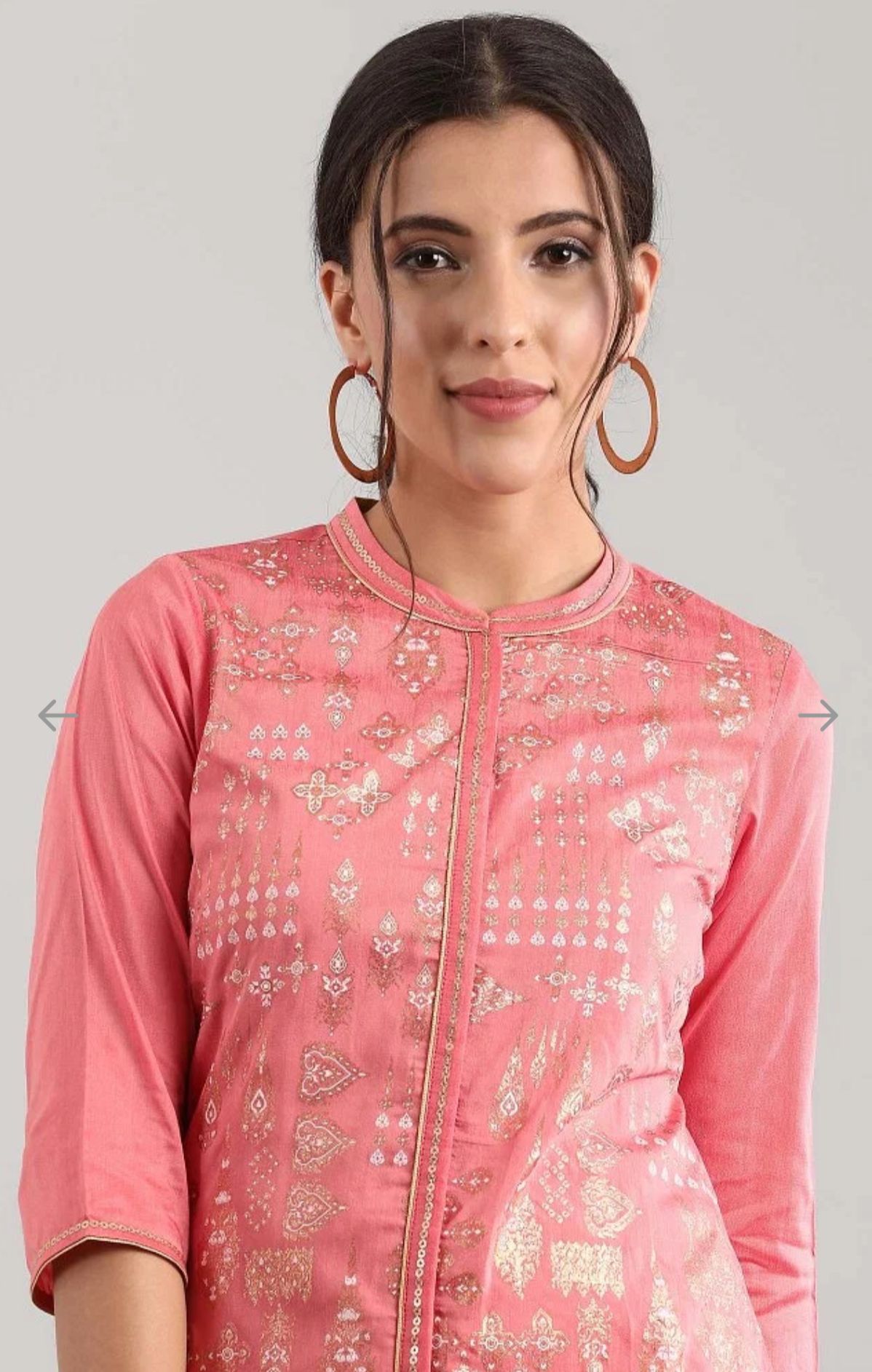 Pink band collar Printed Kurta in Hamburg