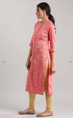 Pink band collar Printed Kurta in Hamburg