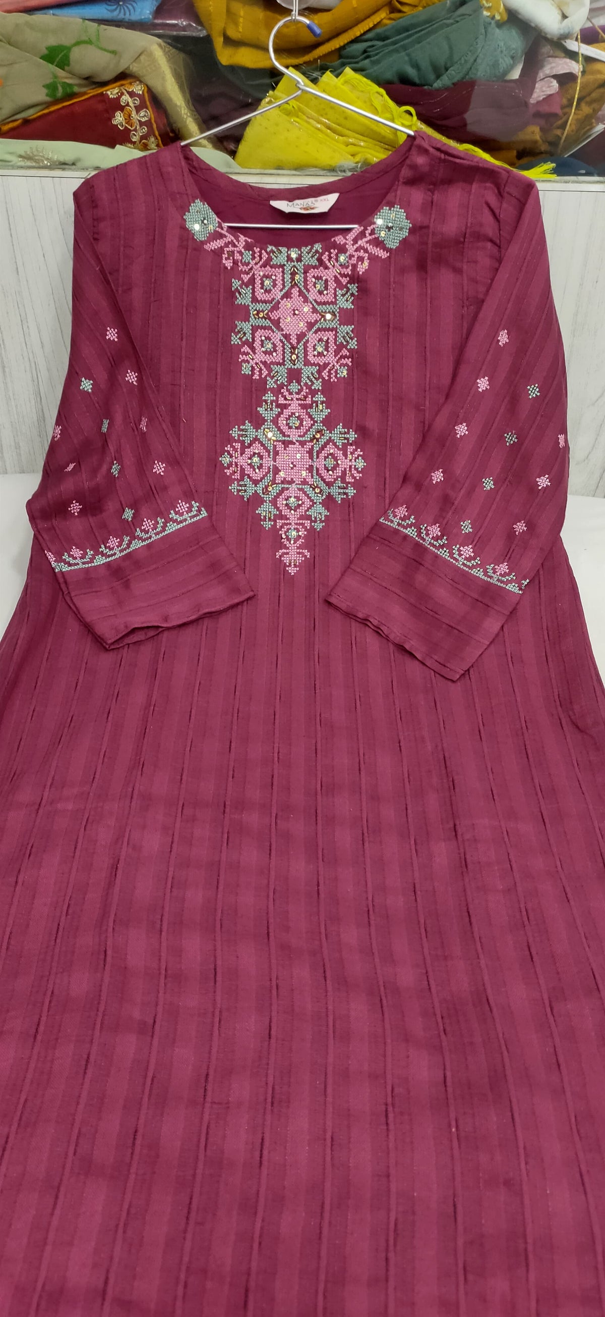 Cotton Rayon kurti with handwork embroidery in Berlin