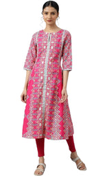 Dark Pink A-line printed kurti in Munich