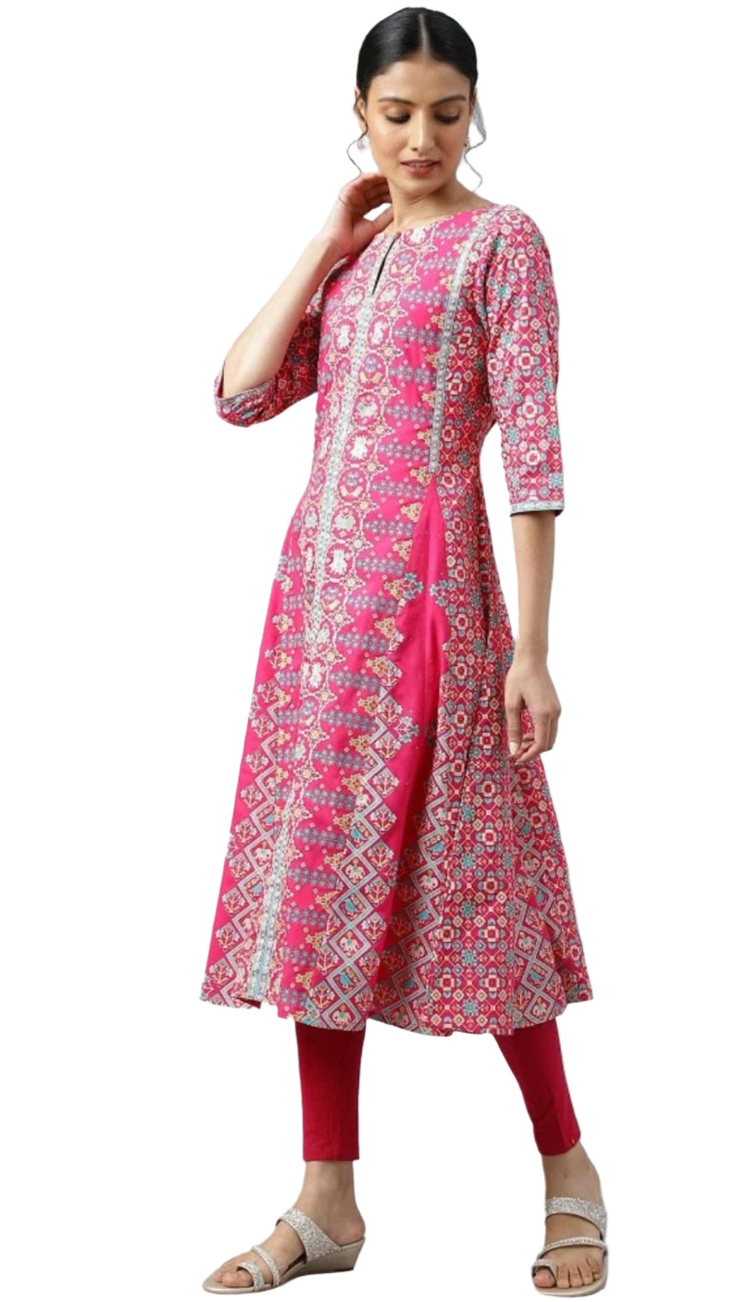 Dark Pink A-line printed kurti in Munich
