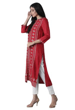 Red printed rayon kurta in Poland