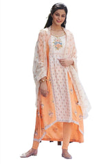 Peach kurta Tights Dupatta Set