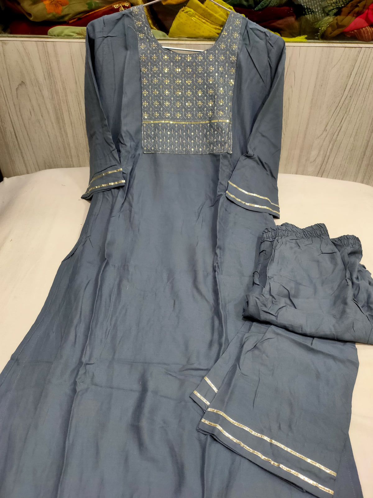 Cotton Rayon handwork and embroidery Kurta set in Essen