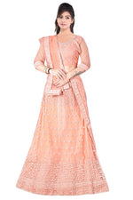 Tittle:-   Complete Stitched Embroidered Lehenga Choli In Germany (Peach )/Bridal Lehenga In Germany