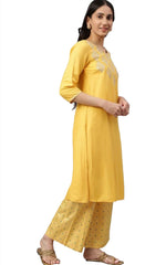 Yellow embroided Kurta-Plazzo-Dupatta Set in Munich
