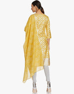 Yellow foil Print kurta in round neck and dupatta set in Poland Namma Markt