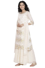 Ivory Printed kurta flared plazzo dupatta set in Munich
