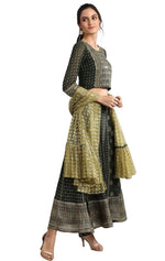 Green printed and embroided  ethnic set in Poland