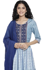 Blue Printed crop Top skirt dupatta set in berlin
