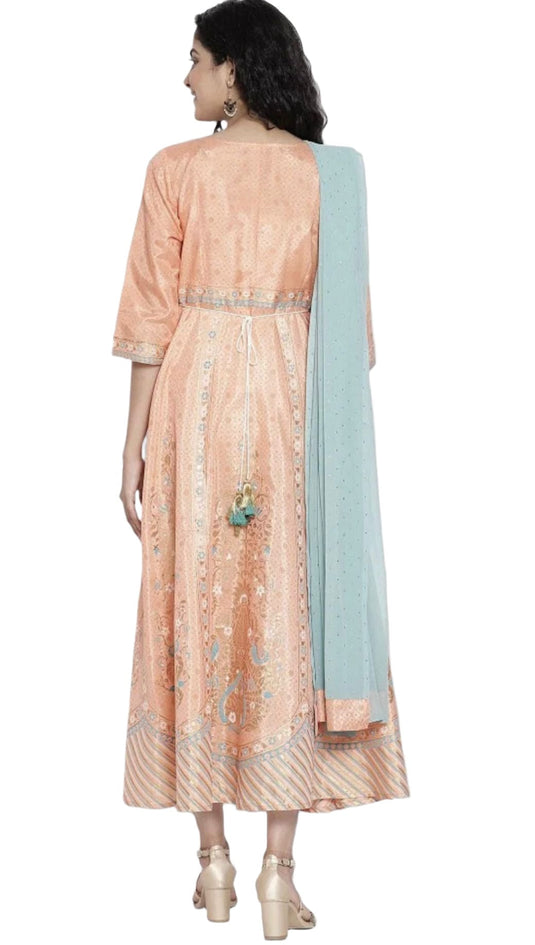 Peach Printed ethnic dress dupatta set in Munich