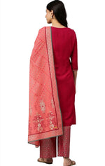 Red embroided kurta plazo coral dupatta set in berlin