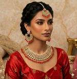 Gold Plated  Kundan Studded Choker Necklace Earrings & Maang Tikka Set (Copy 2)