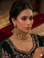 Gold Plated  Kundan Studded Choker Necklace Earrings
