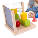 Kinder-Spiegel-Symmetrie-Spiel mit Holzbausteinen Geometrische Formen Namma Markt
