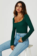 Long sleeved top In Dark Green