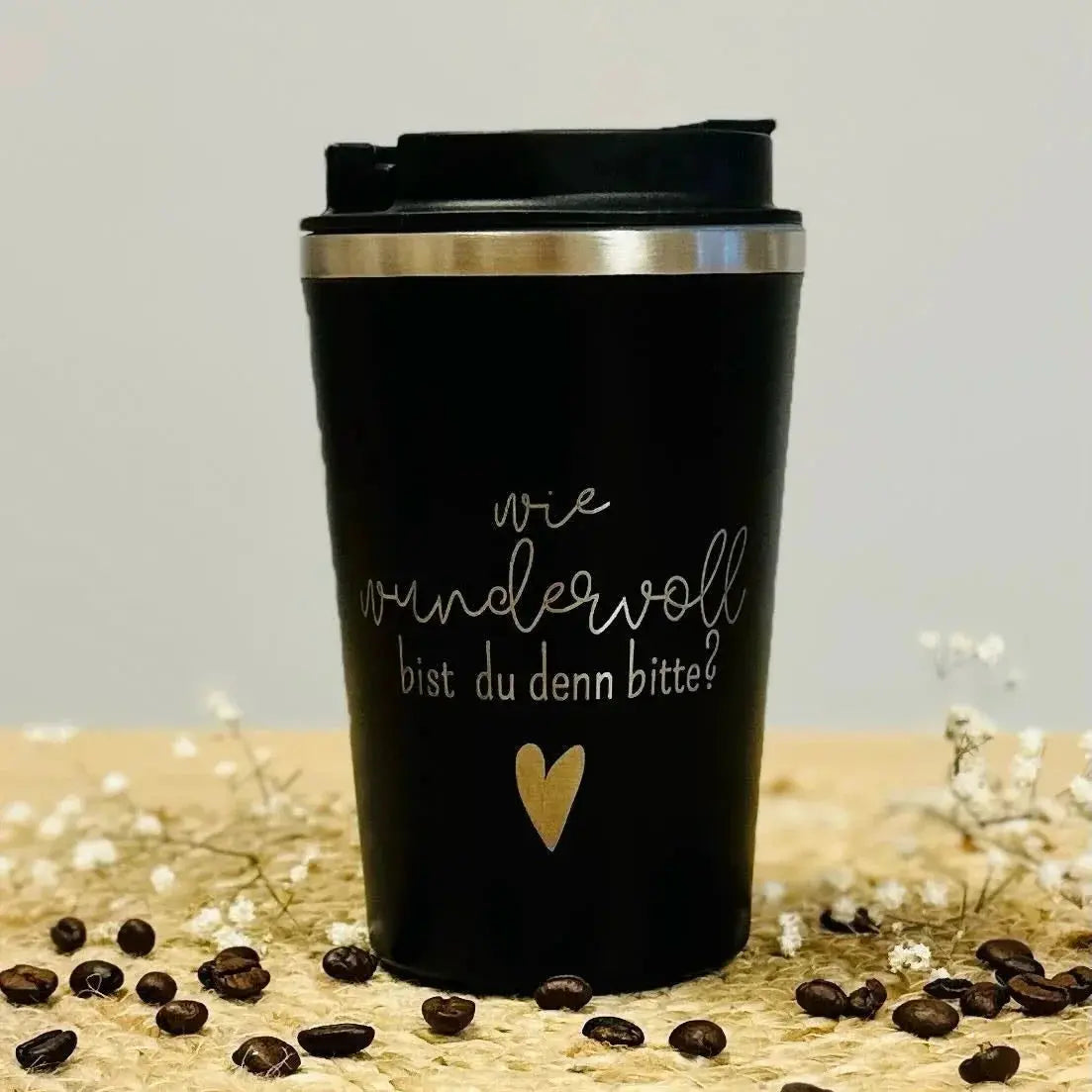 Thermobecher mit witziger Lasergravur – 350 ml, doppelwandiger Edelstahl