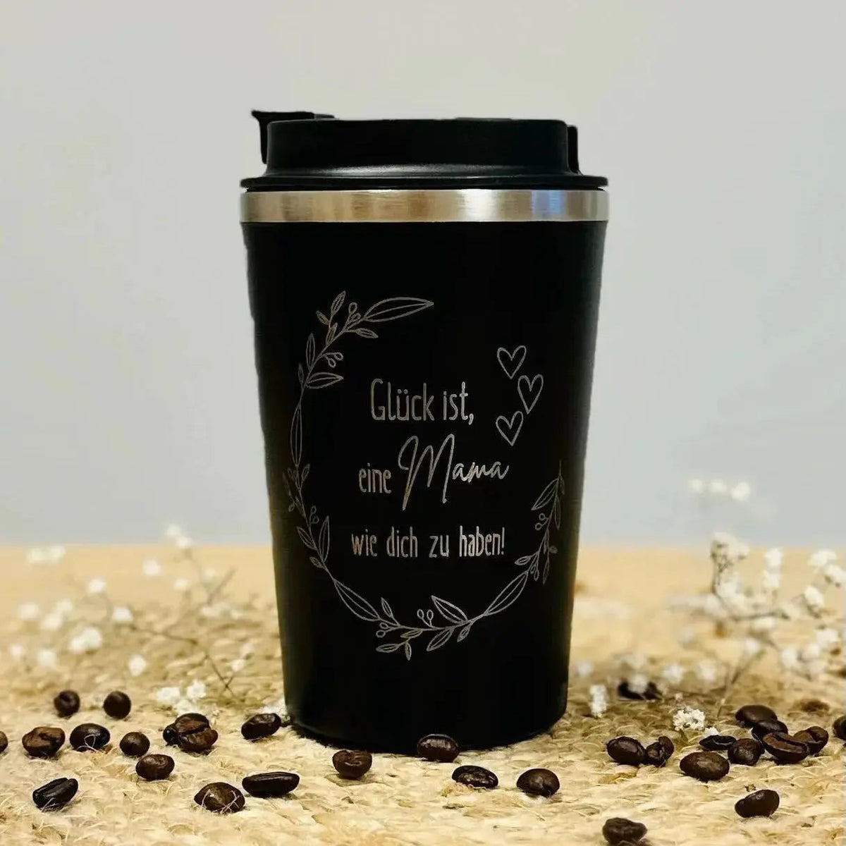 Thermobecher mit witziger Lasergravur – 350 ml, doppelwandiger Edelstahl