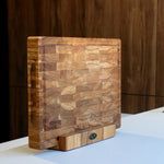 Stirnholz Schneidebrett Eiche 40x30x4cm – Mit Saftrille & Griffen