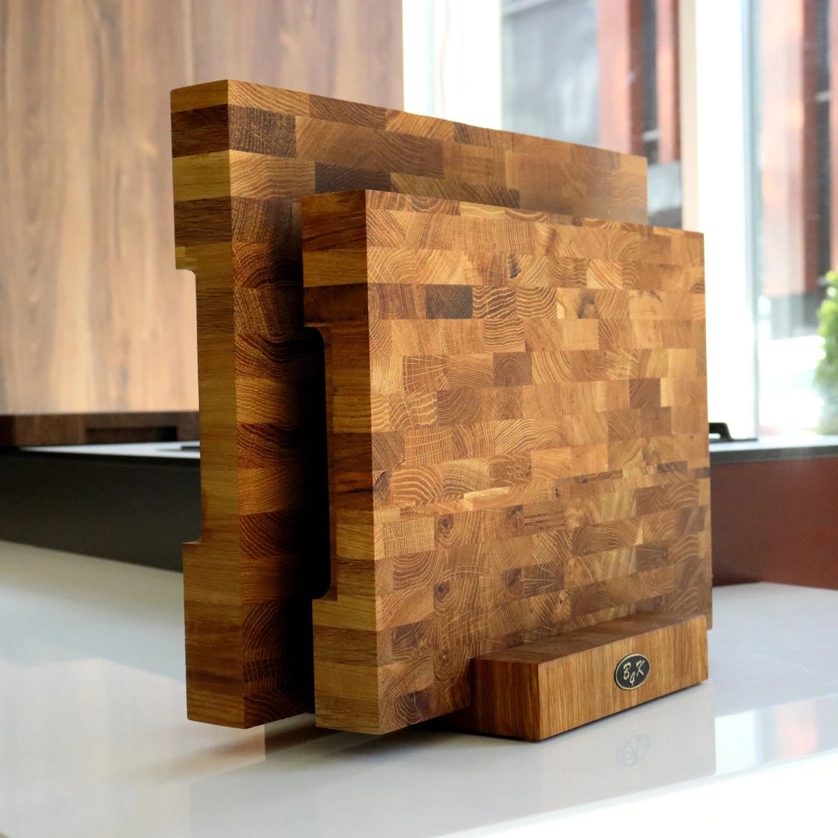Schneidebrett groß Eiche Stirnholz 43x33x4,3cm – Profi Hackblock & Hirnholzbrett