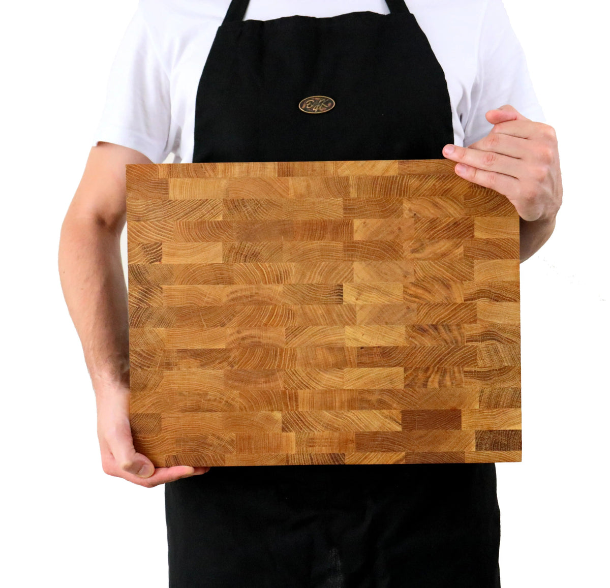 Schneidebrett groß Eiche Stirnholz 43x33x4,3cm – Profi Hackblock & Hirnholzbrett