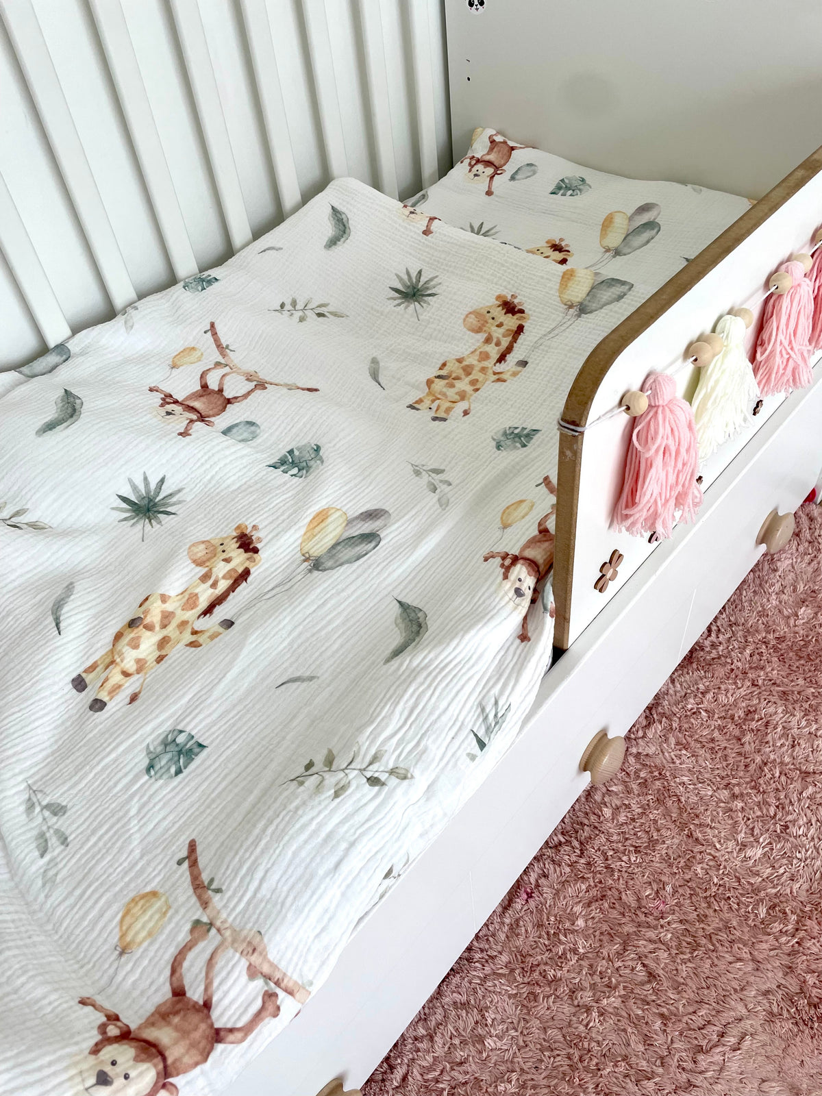 “Affe und Giraffe” Premium Kinderbettwäsche