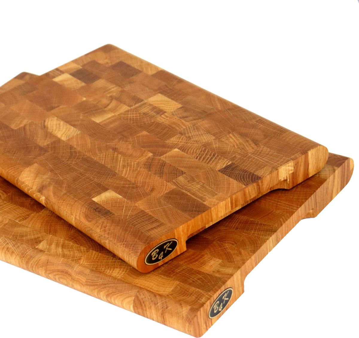 Hirnholz Schneidebrett Eiche 40x30x3cm – Abgerundet mit Holzständer Namma Markt