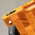 Hirnholz Schneidebrett Eiche 40x30x3cm – Abgerundet mit Holzständer Namma Markt
