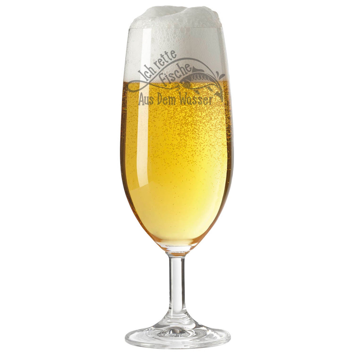Stölzle Lausitz Bierglas mit Gravur "Ich rette Fische aus dem Wasser"