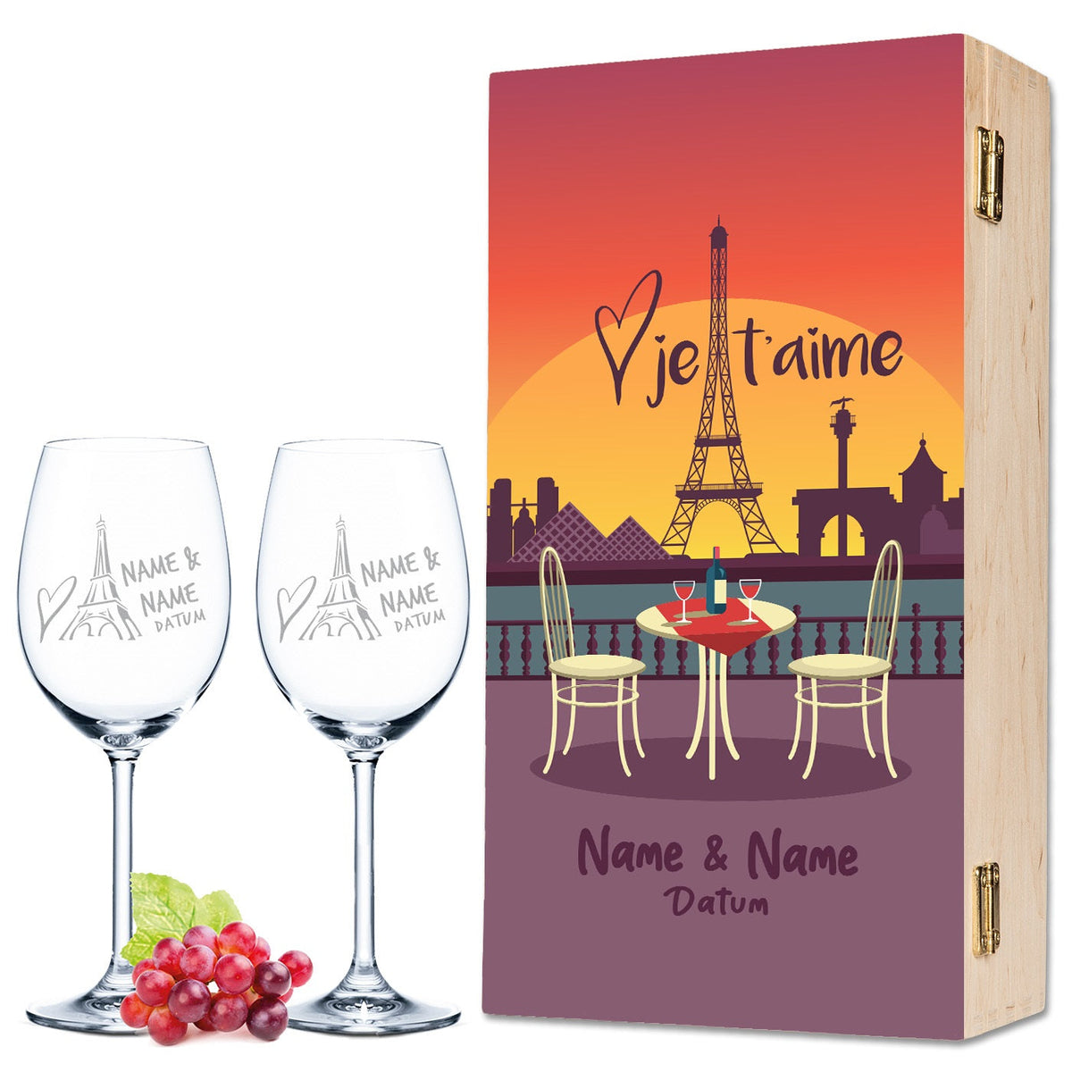 Stölzle Lausitz Weingläser mit Gravur im "Je t'aime" Design