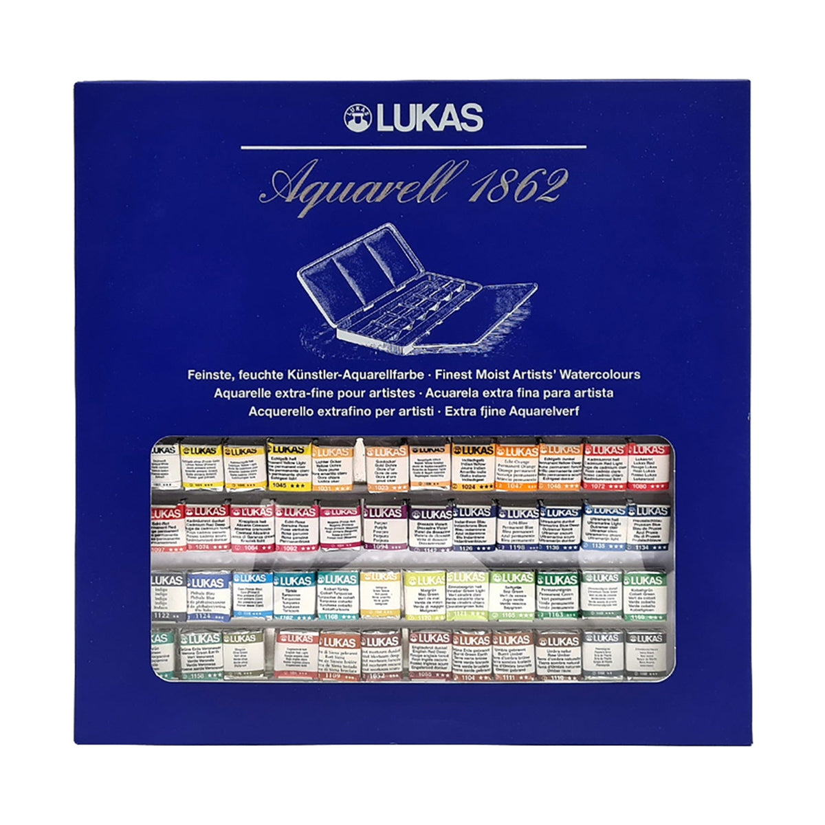LUKAS Aquarell 1862 Set Metallkasten (48 halbe Näpfchen)