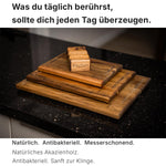 Akazien Schneidebrett-Set – 3-teilig mit Halter