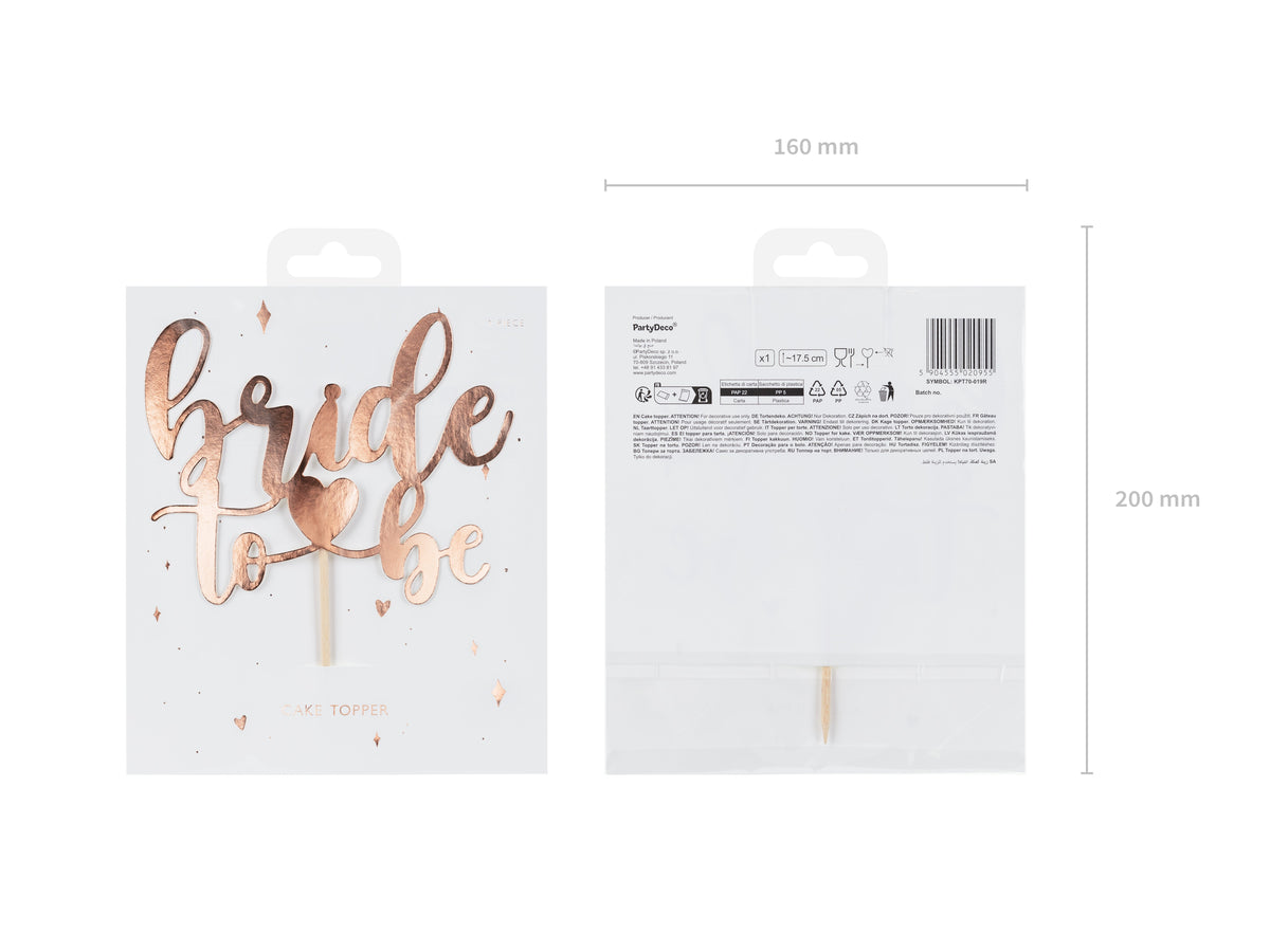 Tortendeko "Bride To Be" 17,5cm | Rosegold