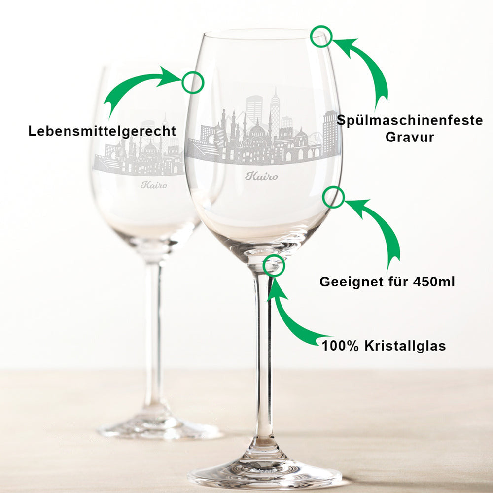 Stölzle Lausitz Weingläser mit Skyline Kairo Gravur im Set