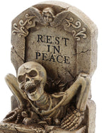 Kerzenhalter Totenkopf Halloween Dekoration "Rest in Peace" | 18 cm