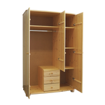 Claudia Hotel Kleiderschrank Bio Kiefer | 3 Türen | 3 Schubladen | Regalböden aus massivem Holz