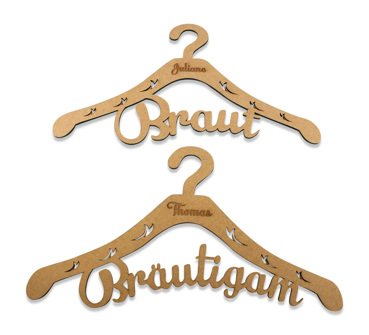 Kleiderbügel "Braut & Bräutigam" mit Gravur Namma Markt