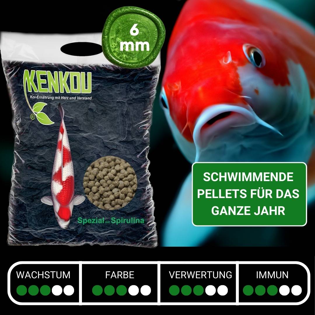 Koifutter 6 mm KENKOU® Spezial mit Spirulina